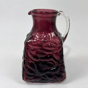 Vtg Pilgrim Amethyst Purple Blown Glass Textured Creamer Mini Pitcher Glows